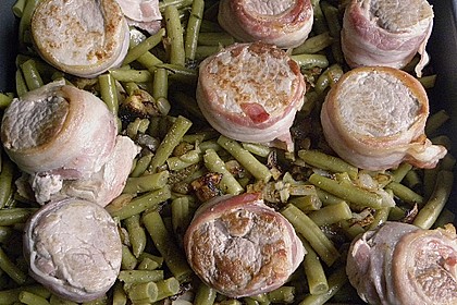 Schweinemedaillons mit Gorgonzola - Bohnen - Gratin 2