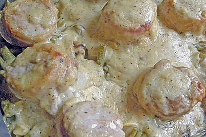 Schweinemedaillons mit Gorgonzola - Bohnen - Gratin 3