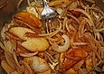 H&auml;hnchenr&ouml;llchen in Apfel - Zwiebel So&szlig;e mit Kartoffelp&uuml;ree