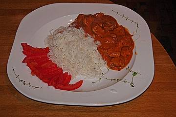 Schweinegulasch mit roten Linsen