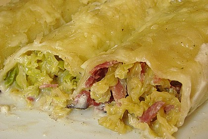 Cannelloni mit Wirsing und Rohschinken