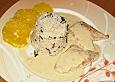 H&auml;hnchenbrust mit Gorganozola - Orangen - Sauce