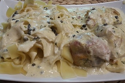 Schweinefilet in Bacon mit Frischkäsesoße überbacken 17