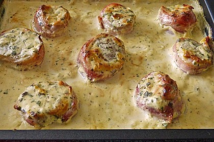 Schweinefilet in Bacon mit Frischkäsesoße überbacken 8