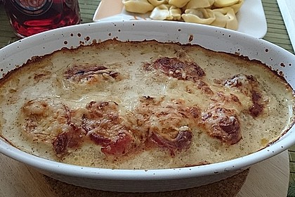 Schweinefilet in Bacon mit Frischkäsesoße überbacken 14