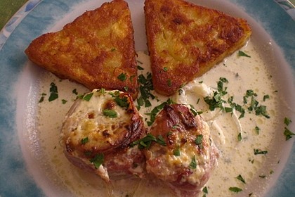 Schweinefilet in Bacon mit Frischkäsesoße überbacken 3