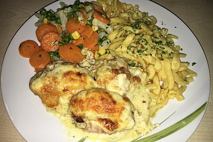 Schweinefilet in Bacon mit Frischkäsesoße überbacken 10