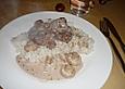 H&auml;hnchen in Champignonsauce mit Rotwein und Cr&egrave;me fra&icirc;che