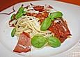 Spaghettini mit Lachsschinken - Chips