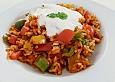 Paprika - Reispfanne mit Joghurtsauce
