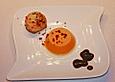 Panna cotta von der Paprika mit Jakobsmuscheln