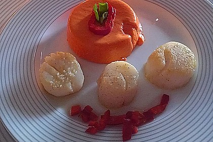 Panna cotta von der Paprika mit Jakobsmuscheln 4