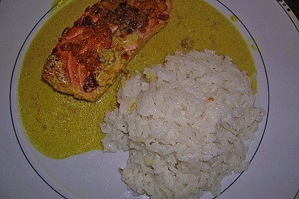 Lachsfilet mit Kokosreis an Orangensauce 3