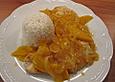 Putenschnitzel mit Pfirsichso&szlig;e