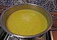 Kartoffelsuppe mit Fleischk&auml;sestreifen und R&ouml;stzwiebeln