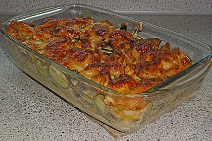 Champignon - Zucchini - Auflauf mit H&auml;hnchenbrust 4