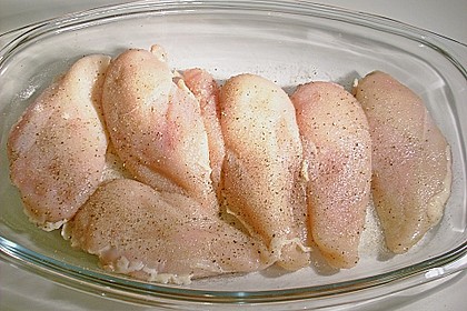 H&uuml;hnerbrust mit Paprika - Frischk&auml;se - Scheiben &uuml;berbacken 1