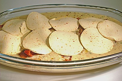 H&uuml;hnerbrust mit Paprika - Frischk&auml;se - Scheiben &uuml;berbacken 4