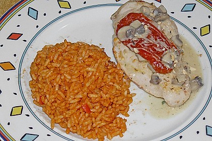 H&uuml;hnerbrust mit Paprika - Frischk&auml;se - Scheiben &uuml;berbacken 6
