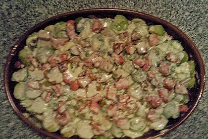 Rosenkohlauflauf mit Kasseler und Blauschimmelk&auml;se 1