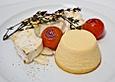 Spargel - Flan mit gratiniertem Ziegenk&auml;se und geschmolzenen Strauchtomaten