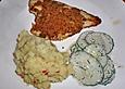 Fischfilet unter Senfkruste mit Oliven - Kartoffelp&uuml;ree