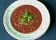 Tomaten - Ingwer - Suppe mit Pinienkernen