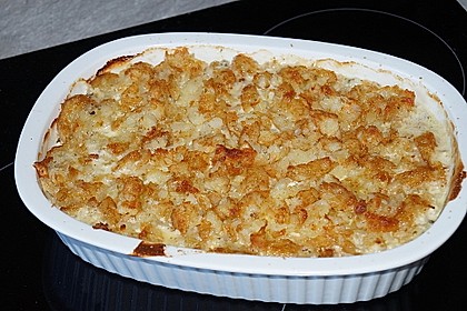 Putenschnitzel in Käse - Lauch - Sauce mit Rösti überbacken 6