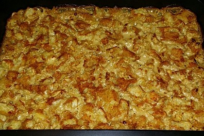 Putenschnitzel in Käse - Lauch - Sauce mit Rösti überbacken 3