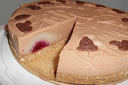 Winterliche  Schokoladen - Frischk&auml;setorte mit Birnen