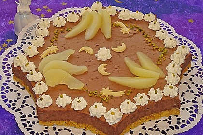 Winterliche  Schokoladen - Frischk&auml;setorte mit Birnen 3