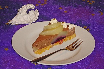 Winterliche  Schokoladen - Frischk&auml;setorte mit Birnen 4