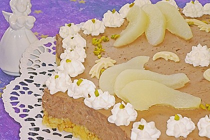 Winterliche  Schokoladen - Frischk&auml;setorte mit Birnen 5