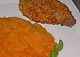 H&auml;hnchenschnitzel in Knusperpanade mit M&ouml;hren - Kartoffel - P&uuml;ree