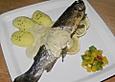 Ofenforelle mit Mandel - Sahne - Sauce