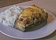 Gef&uuml;llte Aubergine mit K&auml;se &uuml;berbacken