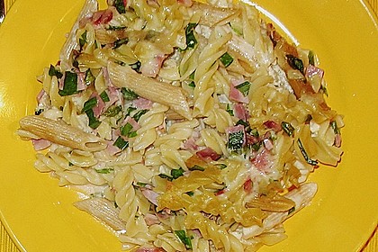 B&auml;rlauch - Schinkennudeln mit K&auml;se &uuml;berbacken 3