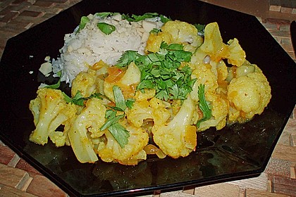 Blumenkohl in Orangensauce mit Kokosreis 2