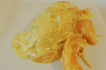 H&auml;hnchenbrust &uuml;berbacken mit Zwiebelpfirsichen 2