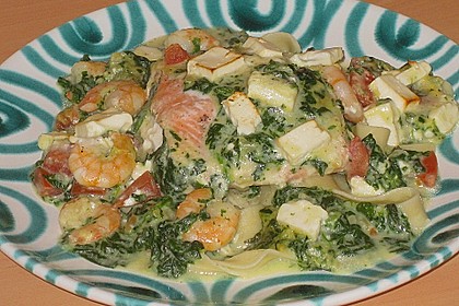 Lachsfilet in Spinatsauce mit Feta 4