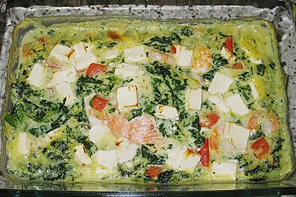 Lachsfilet in Spinatsauce mit Feta 5