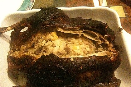 G&auml;nsebraten gef&uuml;llt mit &Auml;pfeln, Maronen und Semmelkn&ouml;deln