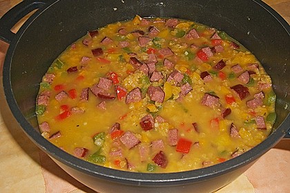 Linsensuppe mit Cabanossi 7