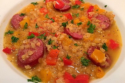 Linsensuppe mit Cabanossi 3
