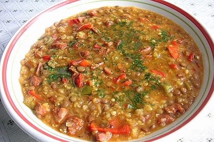Linsensuppe mit Cabanossi 5