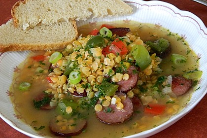 Linsensuppe mit Cabanossi 6