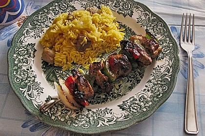 Schweinespie&szlig; an Safranreis