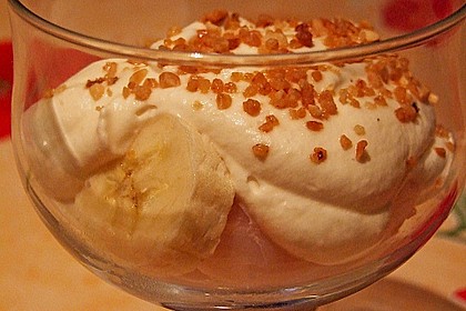 Litschi - Bananen Dessert mit Ahornsirupsahne