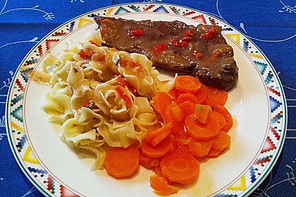 Bisonfilet mit Karamell - Chilisauce