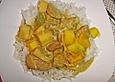 Putengeschnetzeltes auf Mango - Curry - Reis